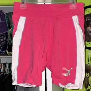 Puma Women's Athletic Shorts in Pink and White L